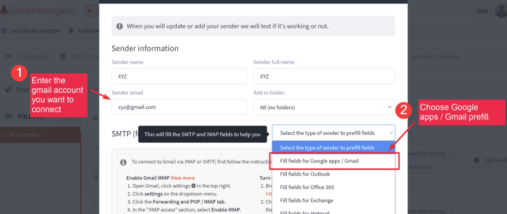 How do I use my Gmail account to send Emails with GrowMeOrganic? 13