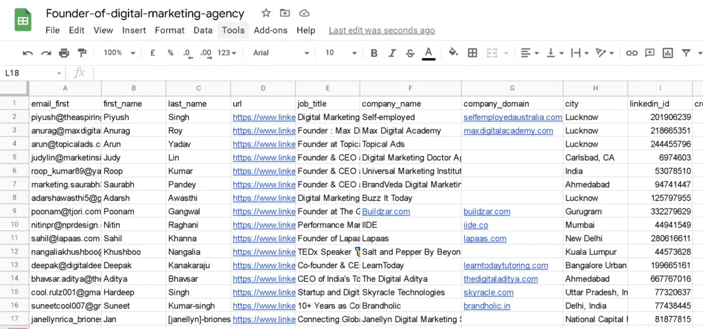 Bulk Export sheet 