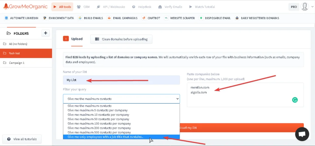 GrowMeOrganic's Employee Email Finder Feature