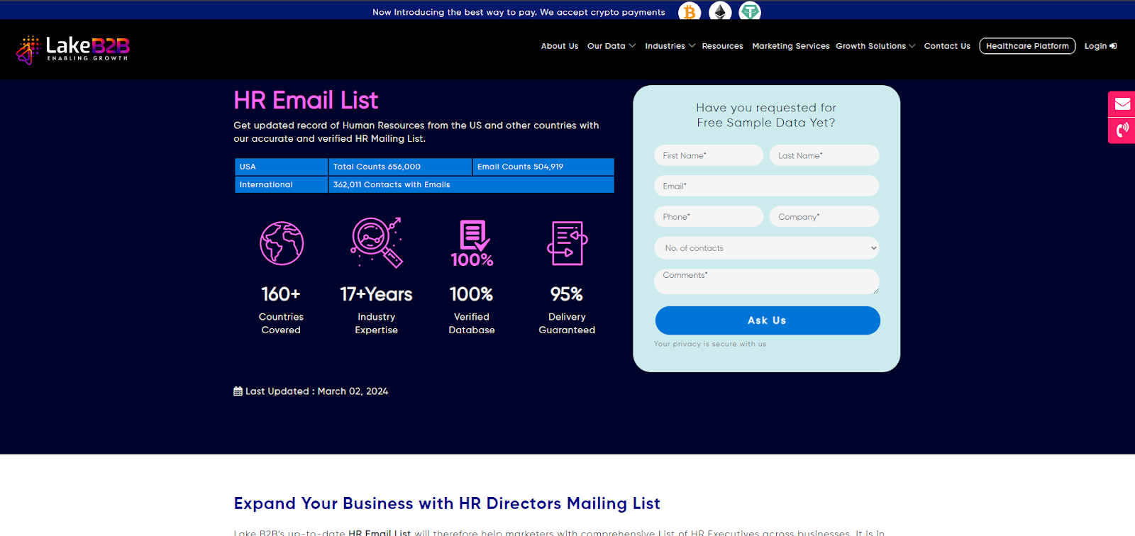 Best HR Email List Providers:- LakeB2B