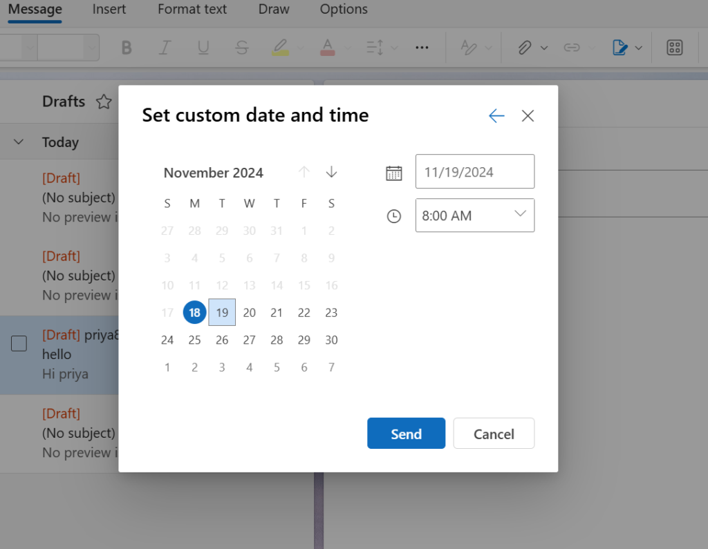 how do you schedule an email in outlook