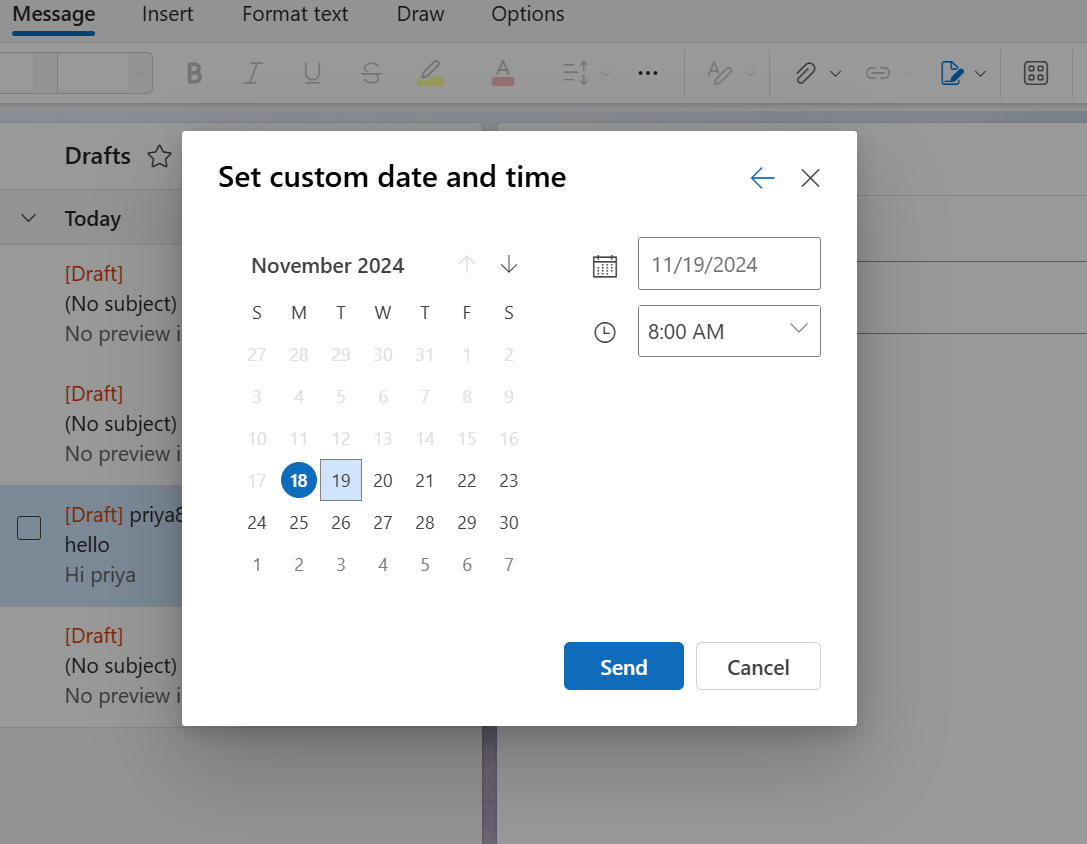 how do you schedule an email in outlook