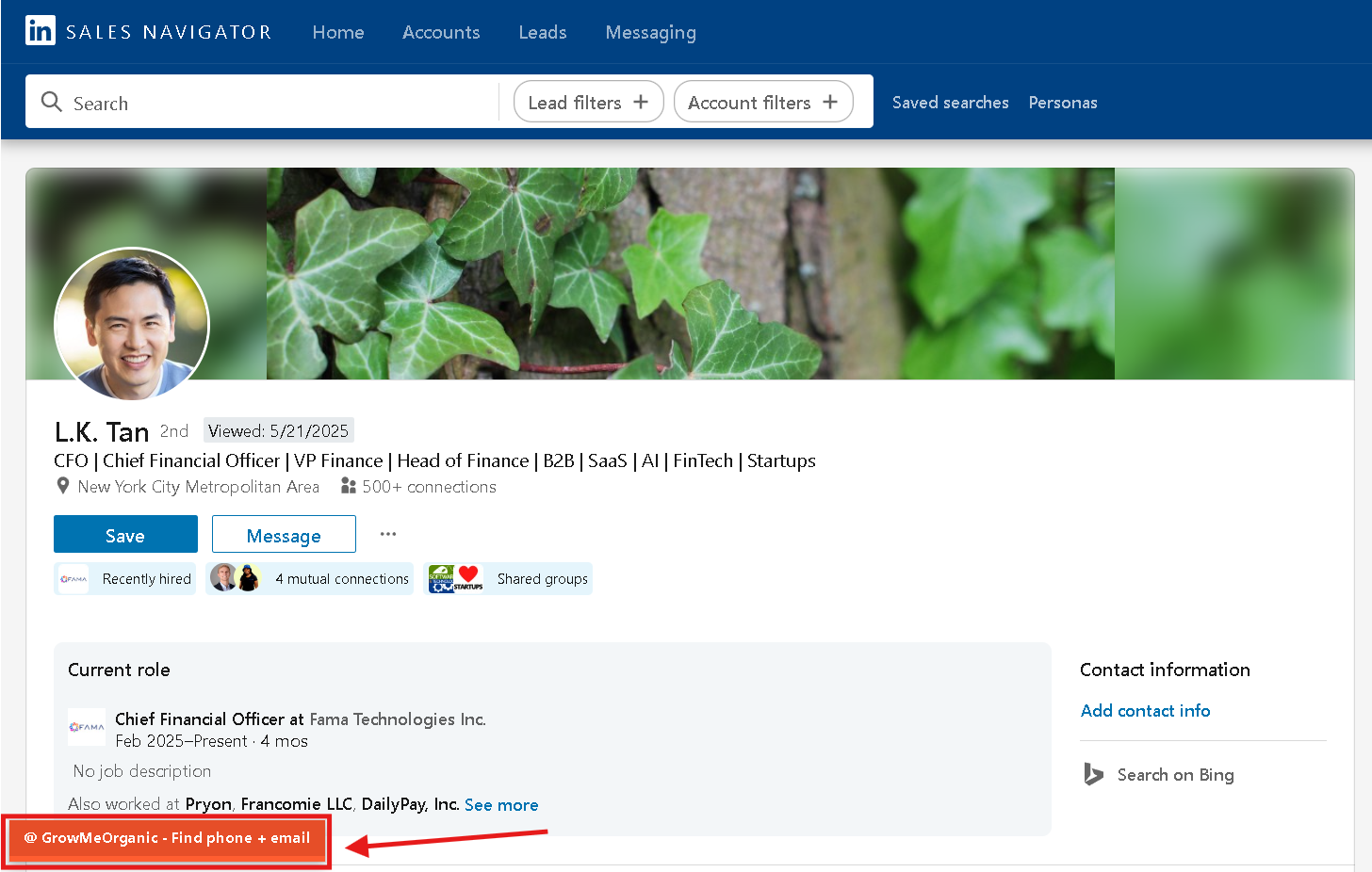 extracting emails from linkedin sales navigator