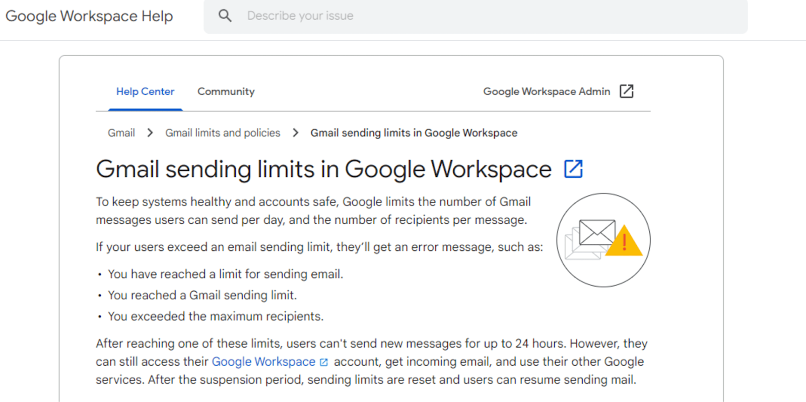 gmail sending limits in google workspace