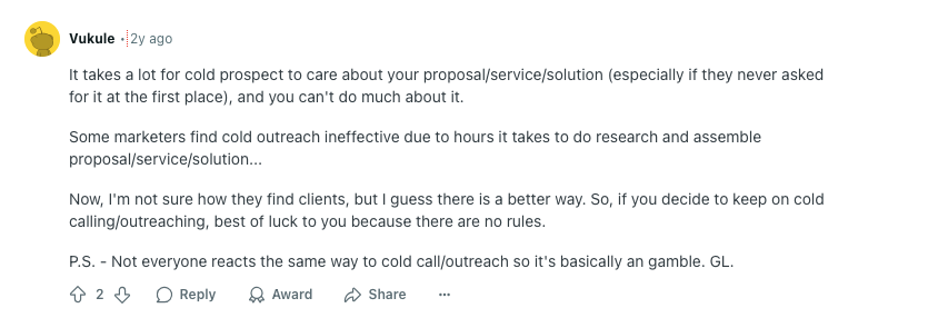 comments about negative responses