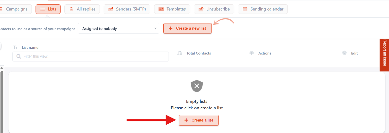 creating a new list in GrowMeOrganic