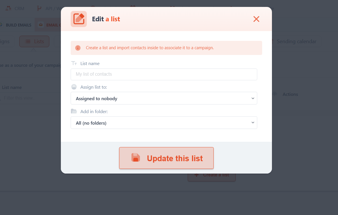 edit a list in GrowMeOrganic